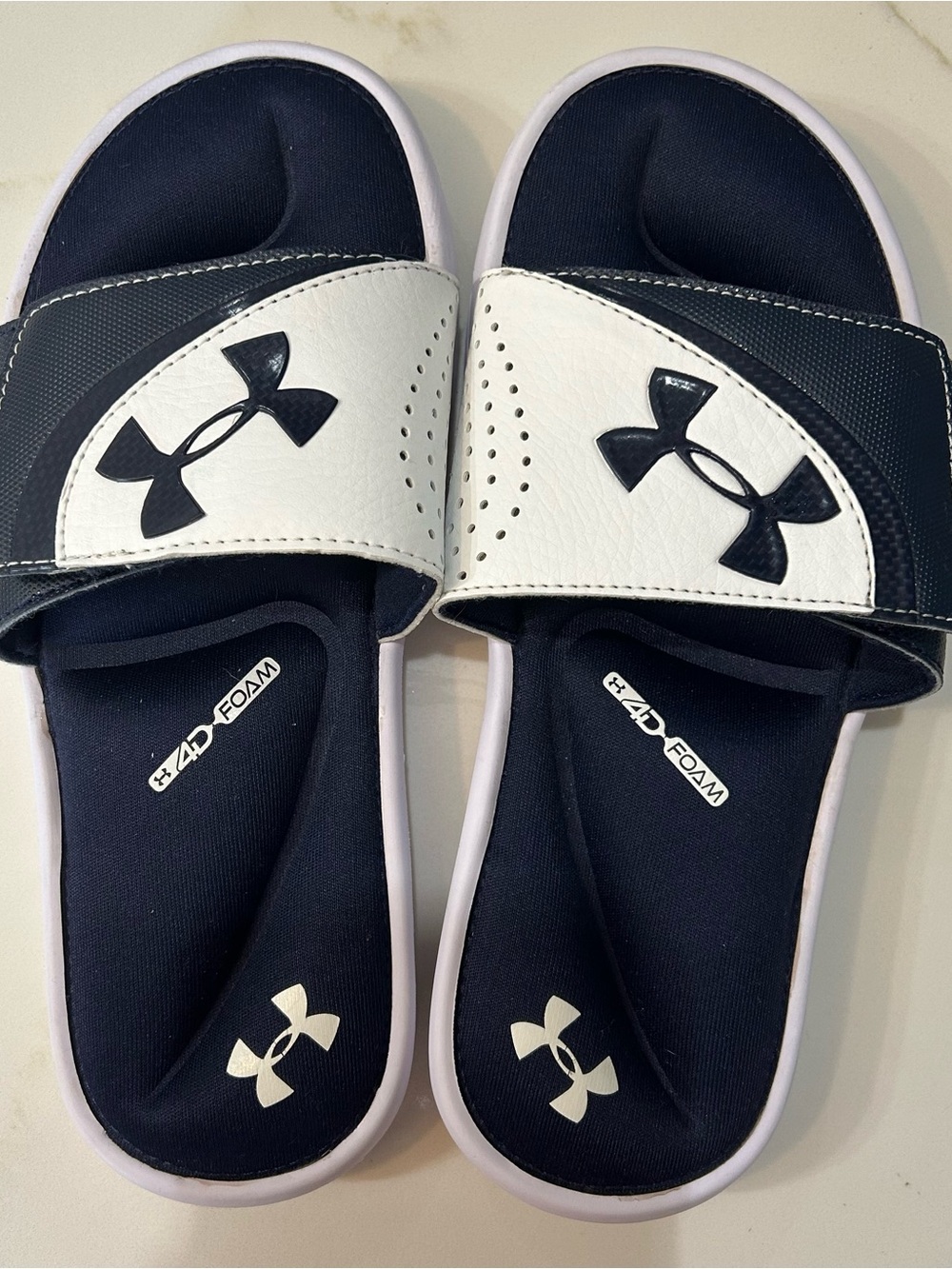 Under Armour Navy and White Kids' Slide Sandals‎